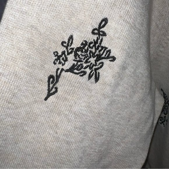 Sundance Oatmeal Embroidered Long Sleeve Button Up Boho Cardigan Sweater XXL - Picture 4 of 12